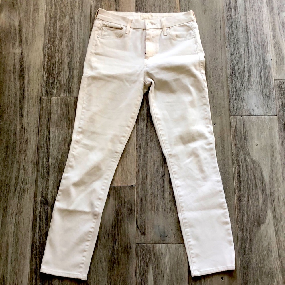 Mother the looker crop white denim jean 25